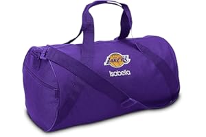 DESIGNS BY CHAD AND JAKE Los Angeles Lakers Personalized Duffel Bags for Kids - Official NBA Logo Embroidery, Removable Shoulder Strap, Polyester, 19” x 14” (Purple)