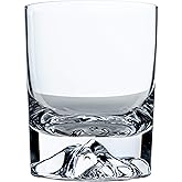 Amehla "Foundation Crystal Rocks Glasses - 10oz Whiskey Glasses with Mountains Heavy Weighted Base, Mountain Whiskey Glass for Bourbon - Elegant 10oz Cocktail Glass Set of 2