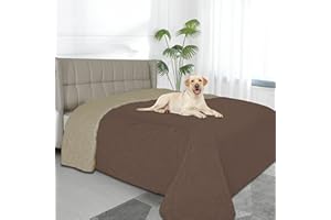 Easy-Going Waterproof Dog Bed Cover Reversible Leak Proof Pet Blanket Replacement Mat for Furniture Washable Couch Cover Sofa Cover for Dogs Cat(52x86 Inch, Brown/Beige)