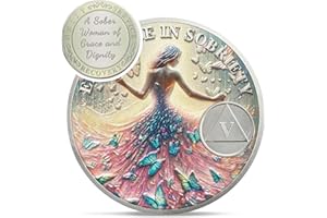 IELCJJ Artsy Grace Women 5 Year Sobriety Coin - Recovery Butterfly AA Coins - Sister Power Addiction NA AA Chips and Medallions - Celebrate 1-10 Years Narcotics Alcoholics Anonymous Gifts for Men Women