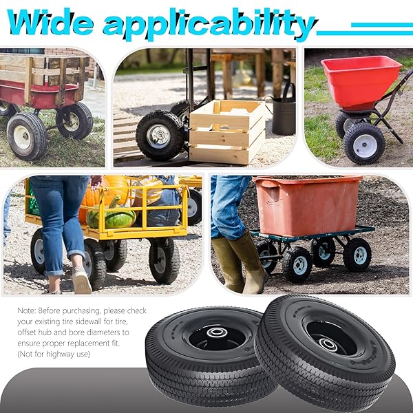 SIMEIQI 2PACK 10 X 4.10/3.50-4″ SOLID PU RUN-FLAT TIRE WHEEL WITH 5/8″AXLE BORE HOLE 2.24″ OFFSET HUB DOUBLE-SEALED BALL BEARINGS FOR WAGONS WHEELBARROWS HAND TRUCKS