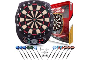 WIN.MAX Electronic Dart Board Soft Tip Dartboard Set LCD Display with 12 Darts 100 Tips Power Adapter