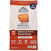 Natural Balance Limited Ingredient Adult Grain-Free Dry Dog Food, Salmon & Sweet Potato Recipe, Single Protein, Sensitive Stomach & Skin Support that is Vet Recommended, 24lb (Pk of 1)