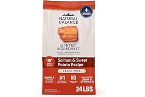 Natural Balance Limited Ingredient Adult Grain-Free Dry Dog Food, Salmon & Sweet Potato Recipe, Single Protein, Sensitive Stomach & Skin Support that is Vet Recommended, 24lb (Pk of 1)