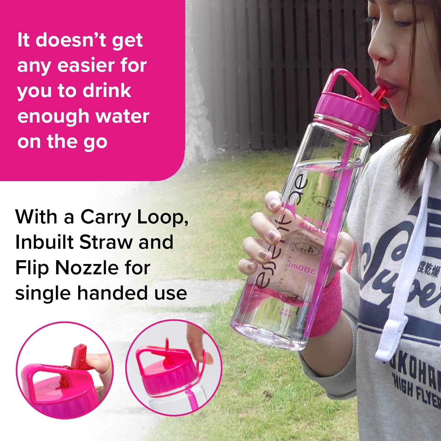 essentiae Water Bottle with Straw and Times Encourage You to Drink Enough Water - for Kids Adult, Gym, Work - Image 4