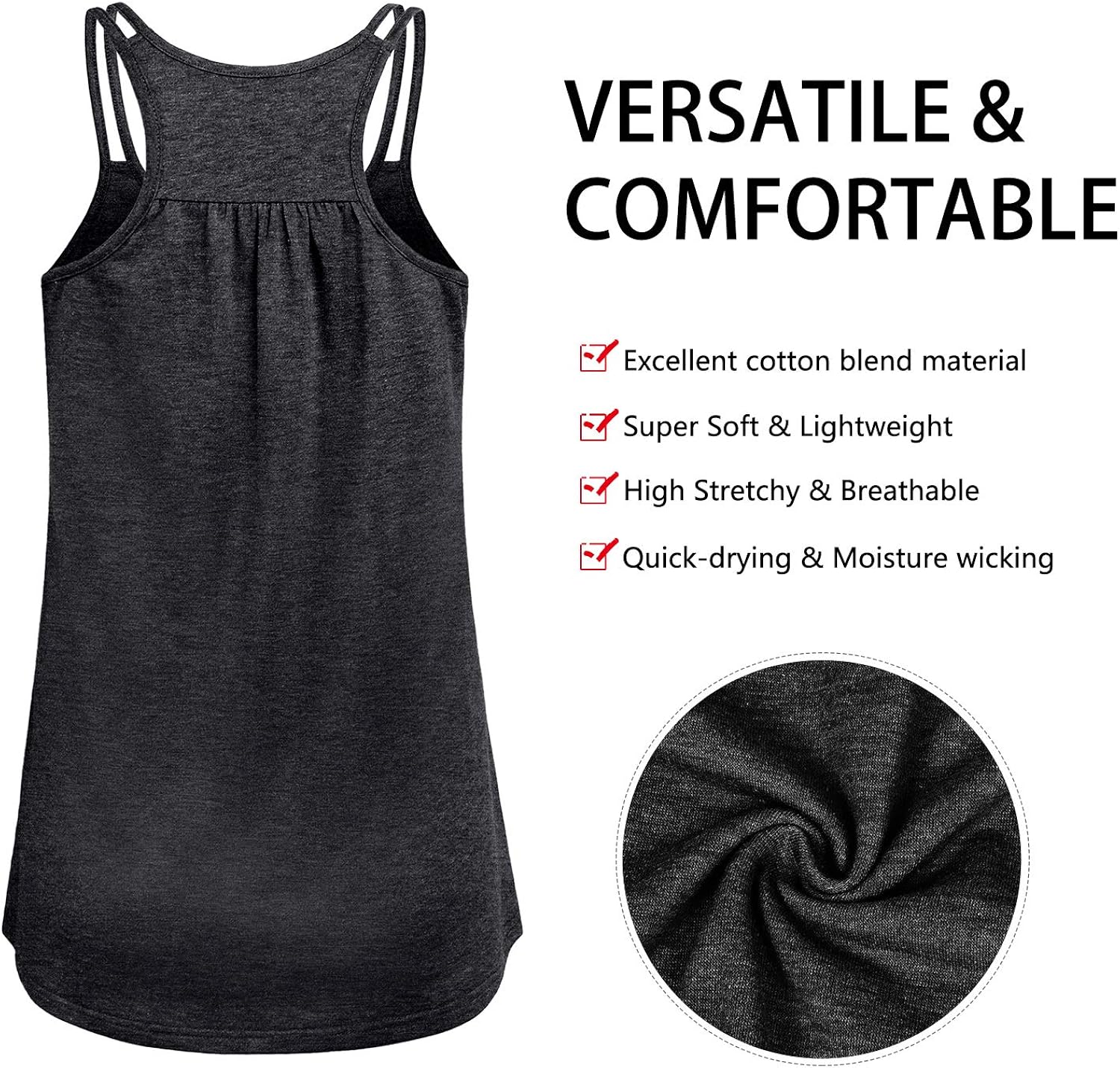 Hibelle Womens Scoop Neck Cute Racerback Yoga Workout Tank Top: Clothing