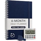 Panda Planner 2026 Ultimate Luxury 6-Month Undated Daily Planner with Focus Timer &ndash; Premium Spiral Bound Productivity &amp; Academic Planner with Monthly, Weekly &amp; Daily Layouts for Goal Setting, Habit Tracking, and Mental Clarity (Navy Linen)