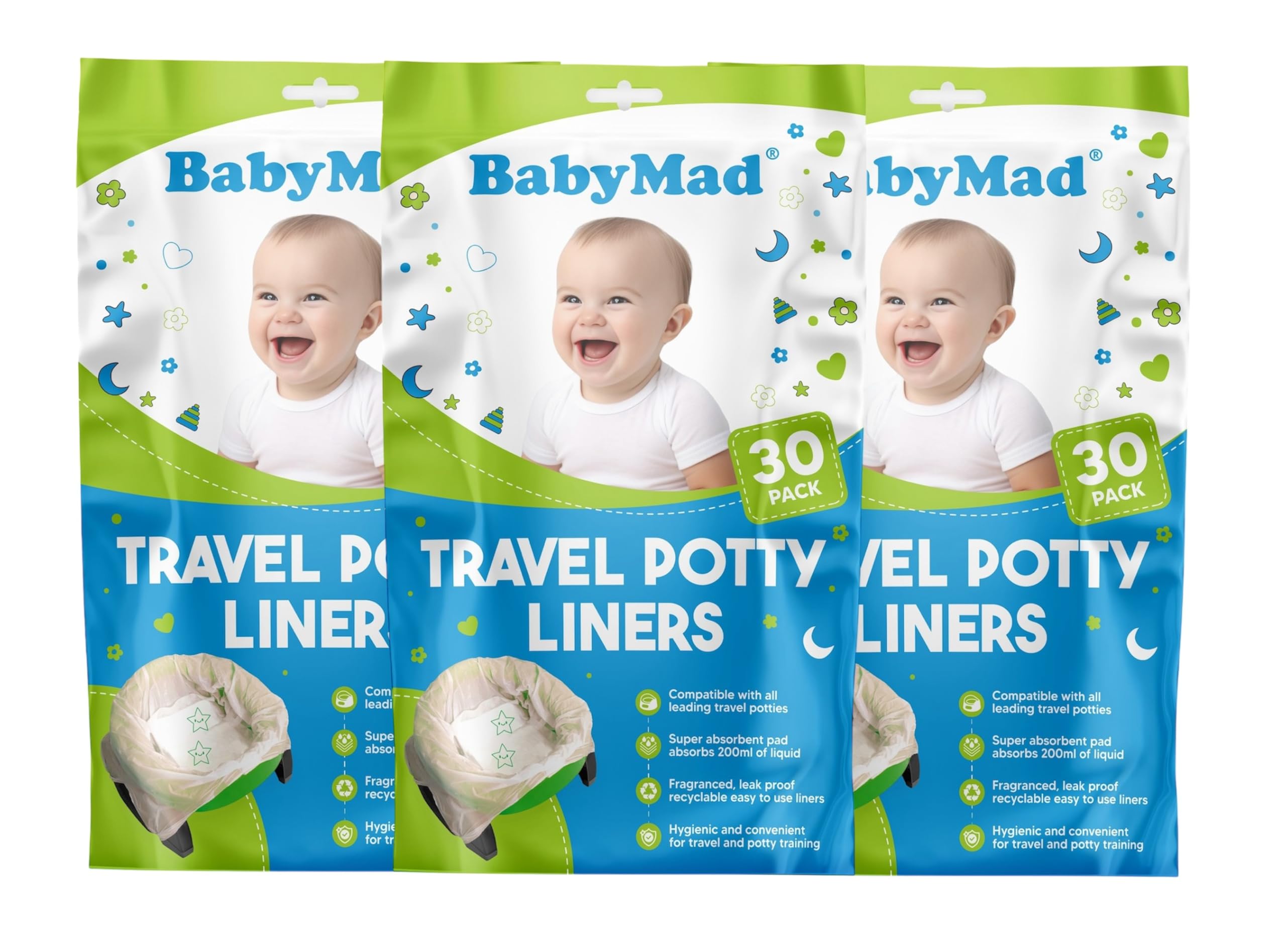 Travel Potty Liners Disposable (Pack of 90) - Use Liner With All Leading Potties