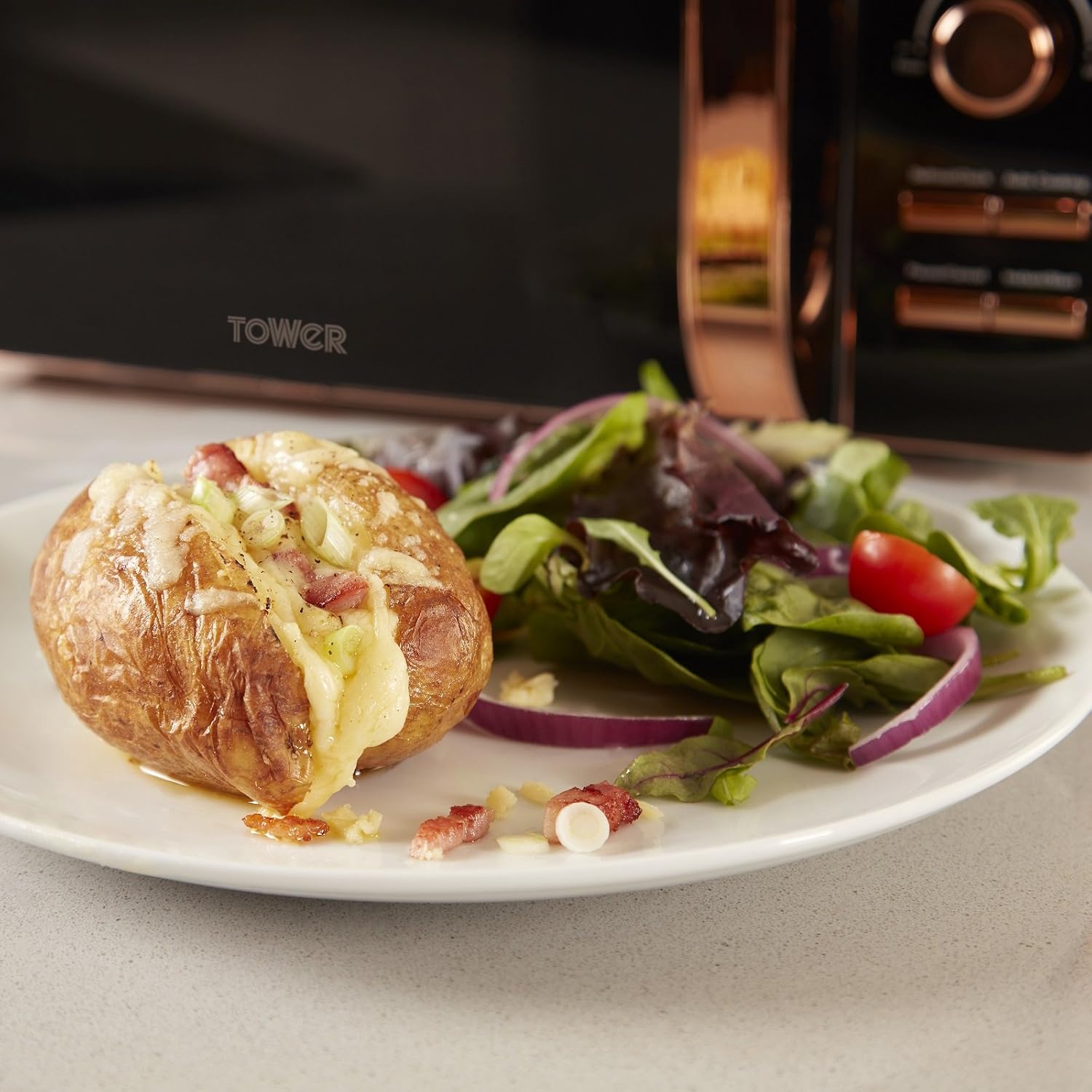 Tower T24021W Digital Microwave with 60-Minute Timer and 8 Autocook Settings, 20L, 800W White and Rose Gold - Image 5