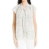 Max Studio Women's Georgette Flutter Sleeve Front Tie Blouse