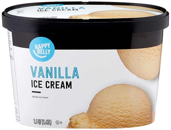Amazon Brand Happy Belly Vanilla Ice Cream, 48 oz (Frozen) Amazon
