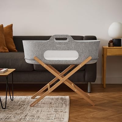 Snuz SnuzBaskit Moses Basket with Mattress & Folding Stand Light Grey