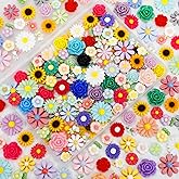 120pcs Mini Resin Flowers for Crafts, Cute Small Tiny Flatback Resin Flower | Slime Charms Bulk for Scrapbooking DIY Dollhous