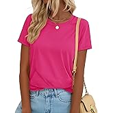 YUCOLEN T Shirts for Women Short Sleeve Crewneck Cotton Tops Summer UPF 50+ Casual Breathable Basic Tee Tshirt
