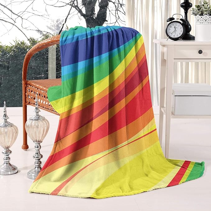 Gay Pride Rainbow Wave Throw Blanket Flannel Heated Throw