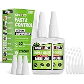 Fast &amp; Control Medium Super Glue 120g, All-Purpose Cyanoacrylate CA Glue | Instant Adhesive, Anti-Clog Caps &amp; Precision Microtips for Woodworking Crafts &amp; 3D Prints, Repairs Plastic Ceramic Shoe Glass