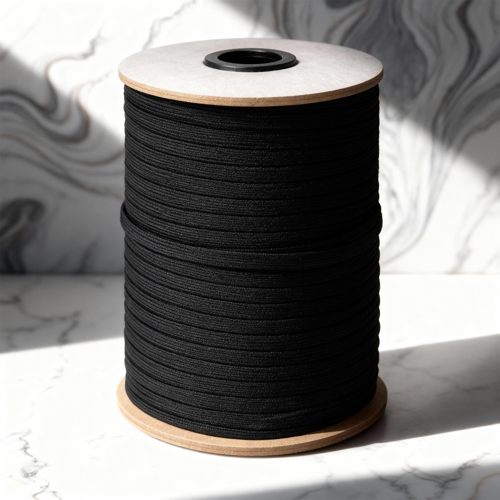 12mm x 100m Black Elastic Cord for Quality Sewing and Trimming - Stretchy String for Making Waistbands, Straps, Bracelets, Lingerie, Ribbons and Fabric Crafts - Roll of Soft Stretch Material