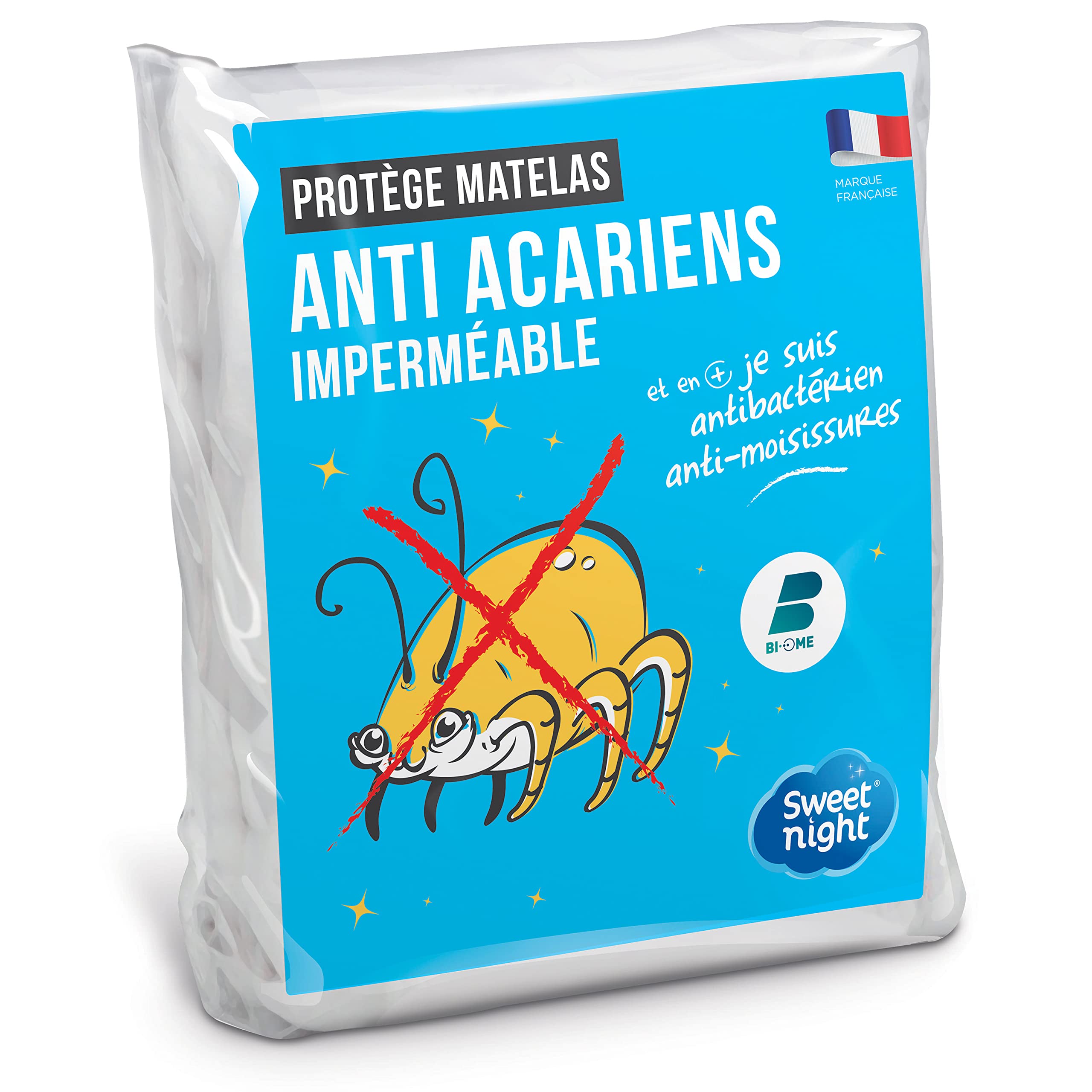 SWEET NIGHT - Mattress Protector 140 x 190 cm | Waterproof and Anti Dust Mite | 100% Cotton Fleece | Silent and Breathable