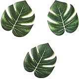Tropical Imitation Plant Leaves 8" Hawaiian Luau Party Jungle Beach Theme Decorations for Birthdays, Prom, Events (12 Pack)