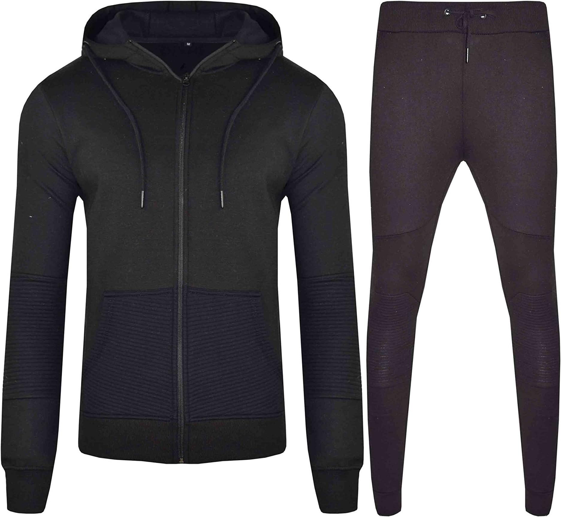 Mens Tracksuit Set Kids Contrast Cord Fleece Hoodie Top Bottoms Jogging Zip Joggers Gym Causal Exercise Running Sport Sweat Suit Pants Plus Size S M L XL XXL