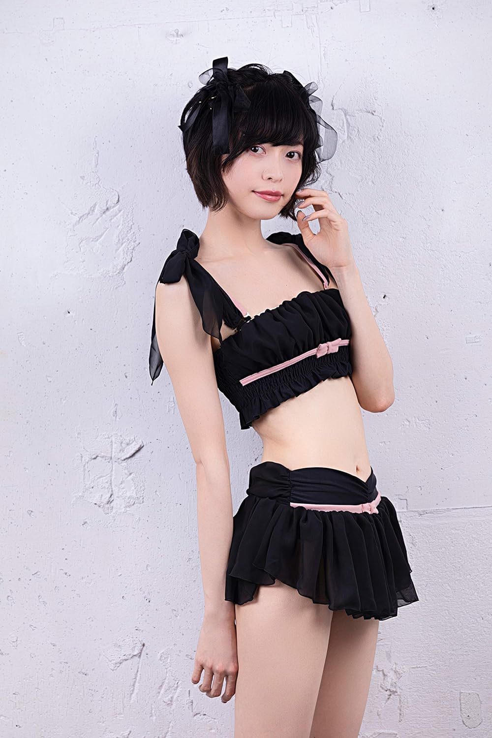 Amazon Feast Forte Swimwear レディース ビキニ フレアトップ フリルビキニ バンドゥビキニ ブラック ビキニ セパレーツ 通販