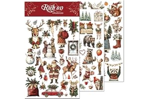 CATAIREEN Rub On Transfers for Crafts Pressure Transfer Stickers Fit Cloth Glass Acrylic Wood Furniture Stone Scrapbooking Stuff Small Vintage Junk Journal Supplies (Christmas Numbers Alphabet)