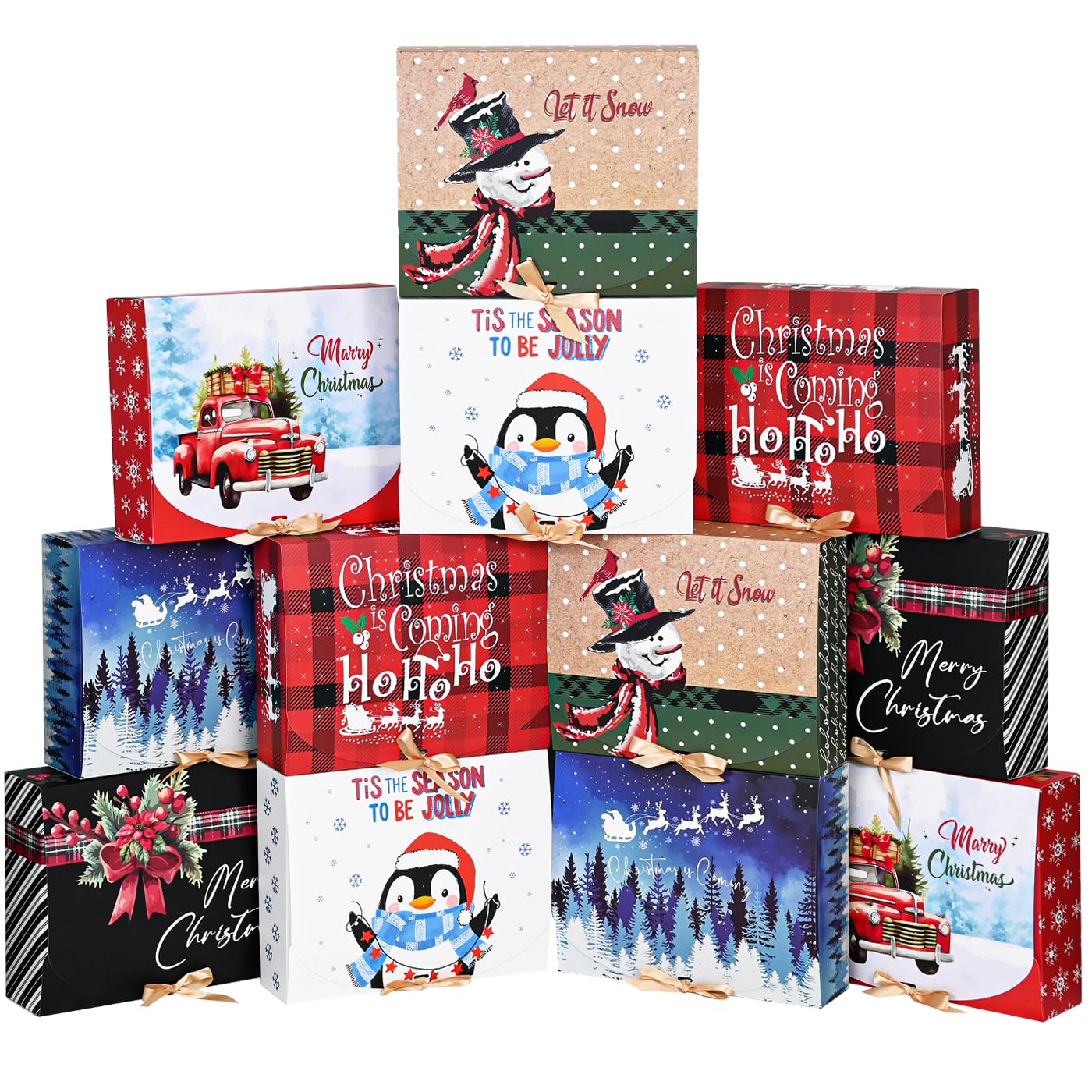 12Pack Large Christmas Gift Boxes 12x9.8x3.1InchesChristmas Boxes