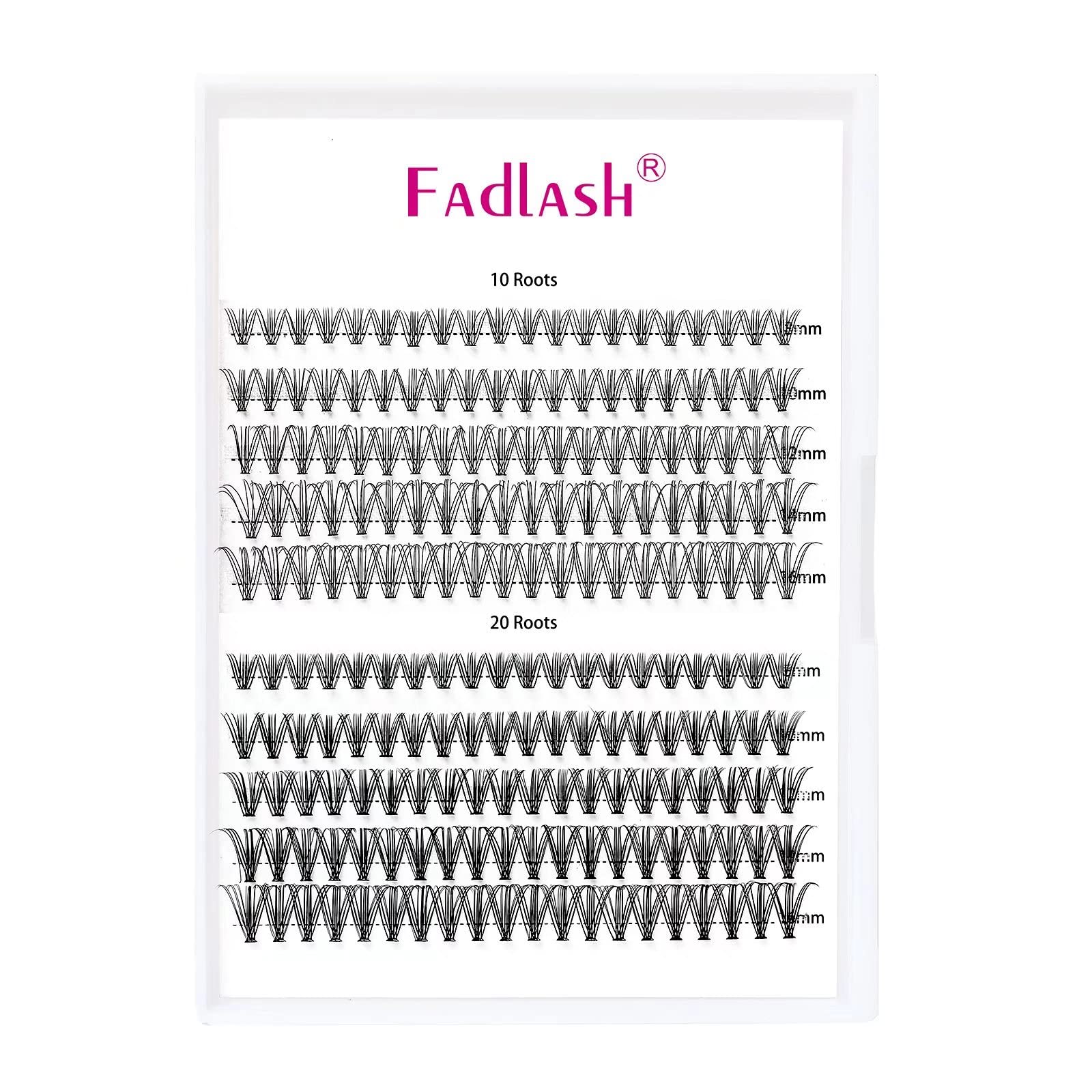 FADLASH 200pcs 0.07mm D Curl 8-16mm 10D+20D Mixed Trays Cluster Lashes DIY Eyelash Extensions — image 1