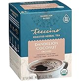 Teeccino Dandelion Coconut Tea - 10 Tea Bags - Caffeine Free, Roasted Herbal Tea with Prebiotics, 3x More Herbs than Regular Tea Bags, Gluten Free