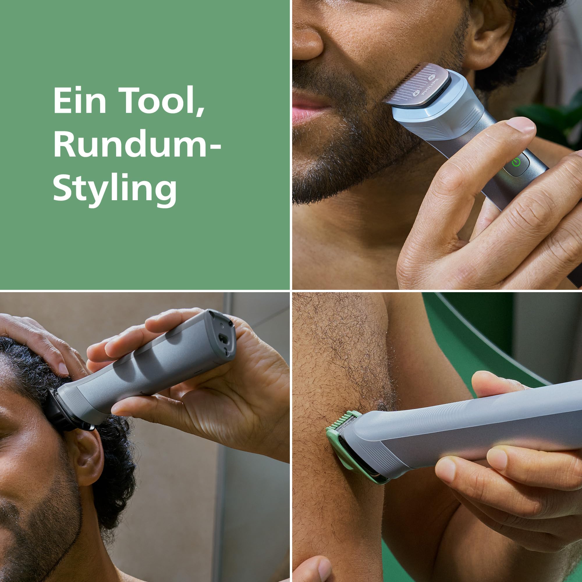 PHILIPS Multigroom Series 5000 All-in-One 10-teiliger Barttrimmer und Haarschneider für Gesicht, Kopf und Körper, selbstschärfende Metallklingen, elf Längeneinstellungen (0,5–16 mm), Modell MG5918/15 2