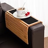GEHE Couch Arm Tray Table, Flexible/Foldable Sofa Armrest Tray, Couch Armrest Table Cup Holder Great for Drinks Snacks Remote Control, Portable Side Table and Anti-Slip Bottom