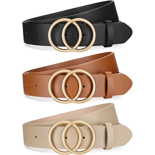 Plus Size Vegan Leather & Gold Buckle Statement Belt - Camel, Black, or Red XZQTIVE 3 Pack Plus Size Women main image 4