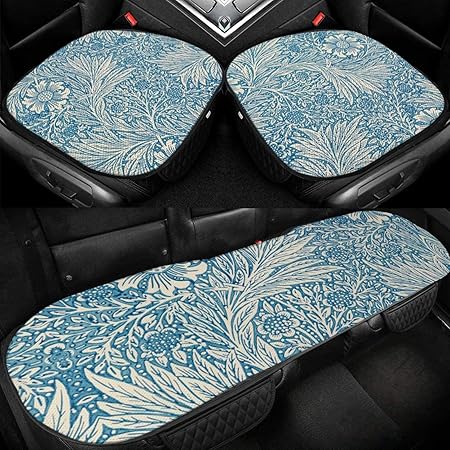 Amazon ウィリアム モリス 車用シートクッション クッション ヒップ型 前座席用2枚 後部座席用1枚 おしゃれ 飾り 保護 汚れ防止 超通気性 柔らかい 滑り止め 冷感生地 軽 普通車 汎用 ドライブ 丸洗いok 3枚セット 車 バイク 車 バイク