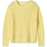TRENDSTITCH Girls Sweaters Crewneck Long Sleeve Pullover Jumper Cotton Fall Chunky Fancy Cable Knit Sweater with Side Slit