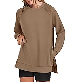 ANRABESS Women's Oversized Sweatshirts Crewneck Long Sleeve Tunic Pullover Shirts Side Zipper Hoodies 2026 Spring Clothes