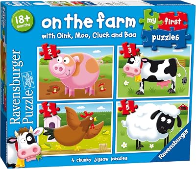 Ravensburger My First Puzzle On the Farm 4 Chunky 2–5 Piece Toddler Puzzles