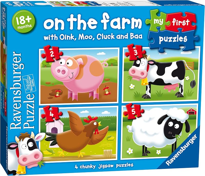 Ravensburger My First Puzzle On the Farm 4 Chunky 2–5 Piece Toddler Puzzles