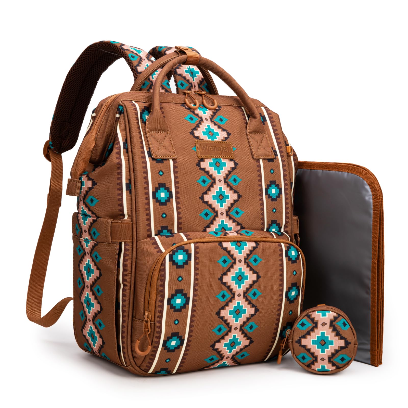 Photo 1 of Montana West Wrangler Diaper Bag Backpack Aztec Travel Backpack Purses Western Multi-Function Baby Bags for Mom with Waterproof Insulated Pockets