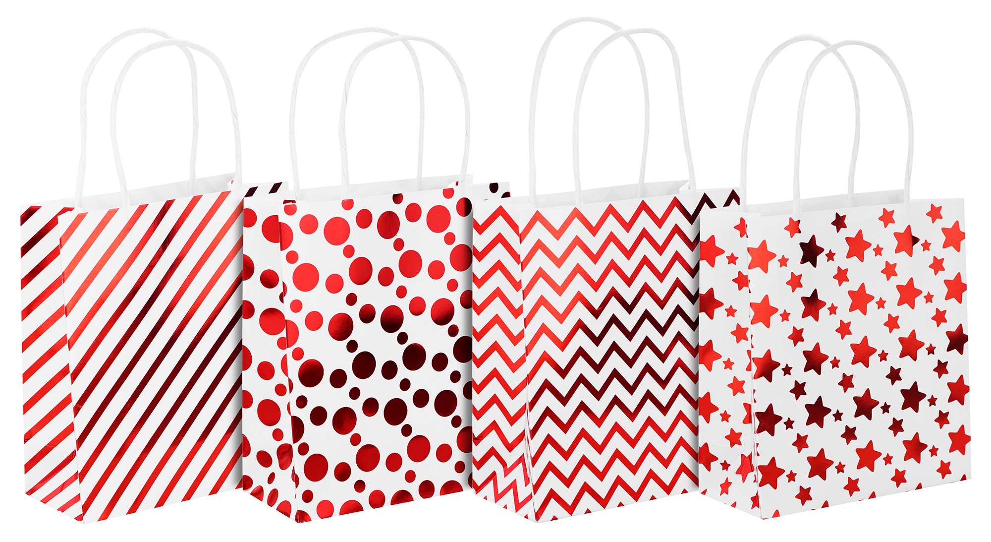 FiveSeasonStuff 12 Pcs Small Red Paper Bags with Reinforced Twisted Handles for Wedding Gifts, Baby Shower, Arts & Crafts Projects, Party, Presents, Retail Shop (15 * 7 * 17cm) — image 1