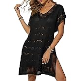 Women Swimsuit Crochet Swim Cover Up Summer V Neck Bathing Suit Beach Cover Up Swimwear Knit 2025 Beach Dress