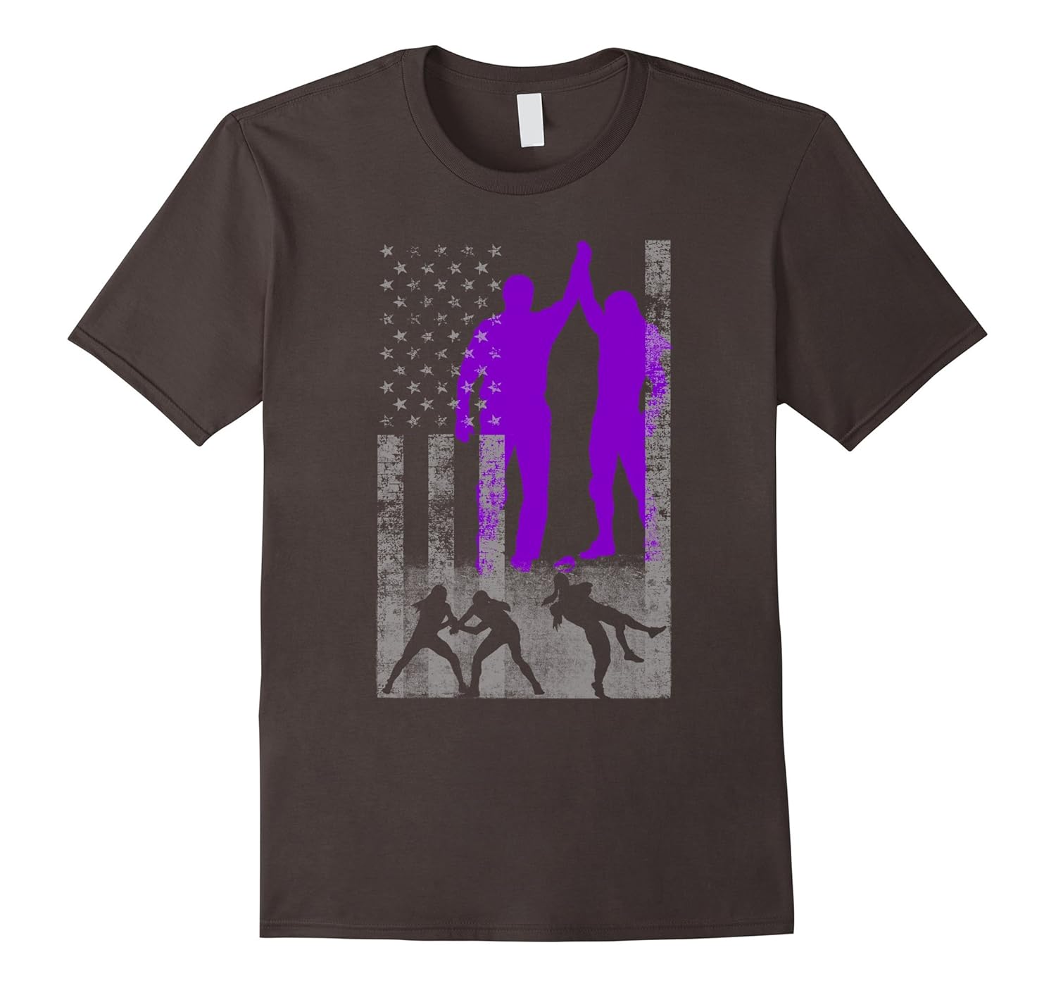 Wrestling American Flag Shirt - Purple Female Wrestler-ANZ