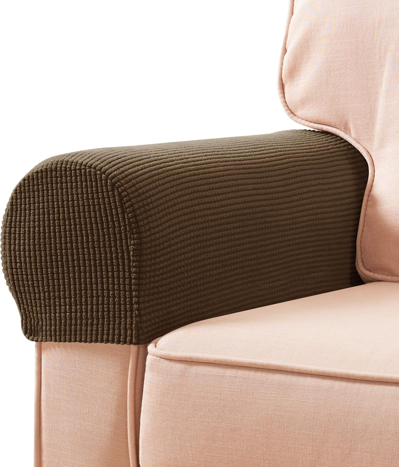 Slipcovers - subrtex Stretch Armrest Covers Spandex Arm Covers for Chairs Couch Sofa Armchair Slipcovers for Recliner Sofa with Twist Pins 2pcs (Coffee)