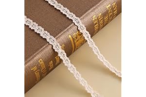 HARIENDNY Vintage Cotton Lace Ribbon, Bridal Wedding Decoration, Beige Lace Trim for Scrapbooking, DIY, 10 Yards (1CM)