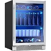 Zephyr Brisas 24 Inch Wine Fridge Single Zone Under Counter - Beverage and Wine Cooler Drink Refrigerator for Home with Glass