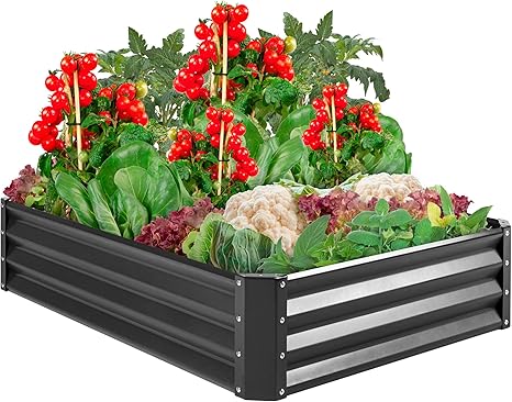 Best Choice Products 47x35 25x11in Outdoor Metal Raised Garden Bed Box Backyard Lawn Vegetable Planter For Growing Fresh Veggies Flowers Herbs Succulents Dark Gray Amazon Co Uk Garden Outdoors