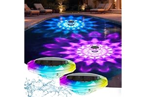 Quntis Solar Pool Lights 2 Pack, 360° Side Glow Floating Pool Lights, Color Changing Solar Lights with Remote, Larger 6'' Des