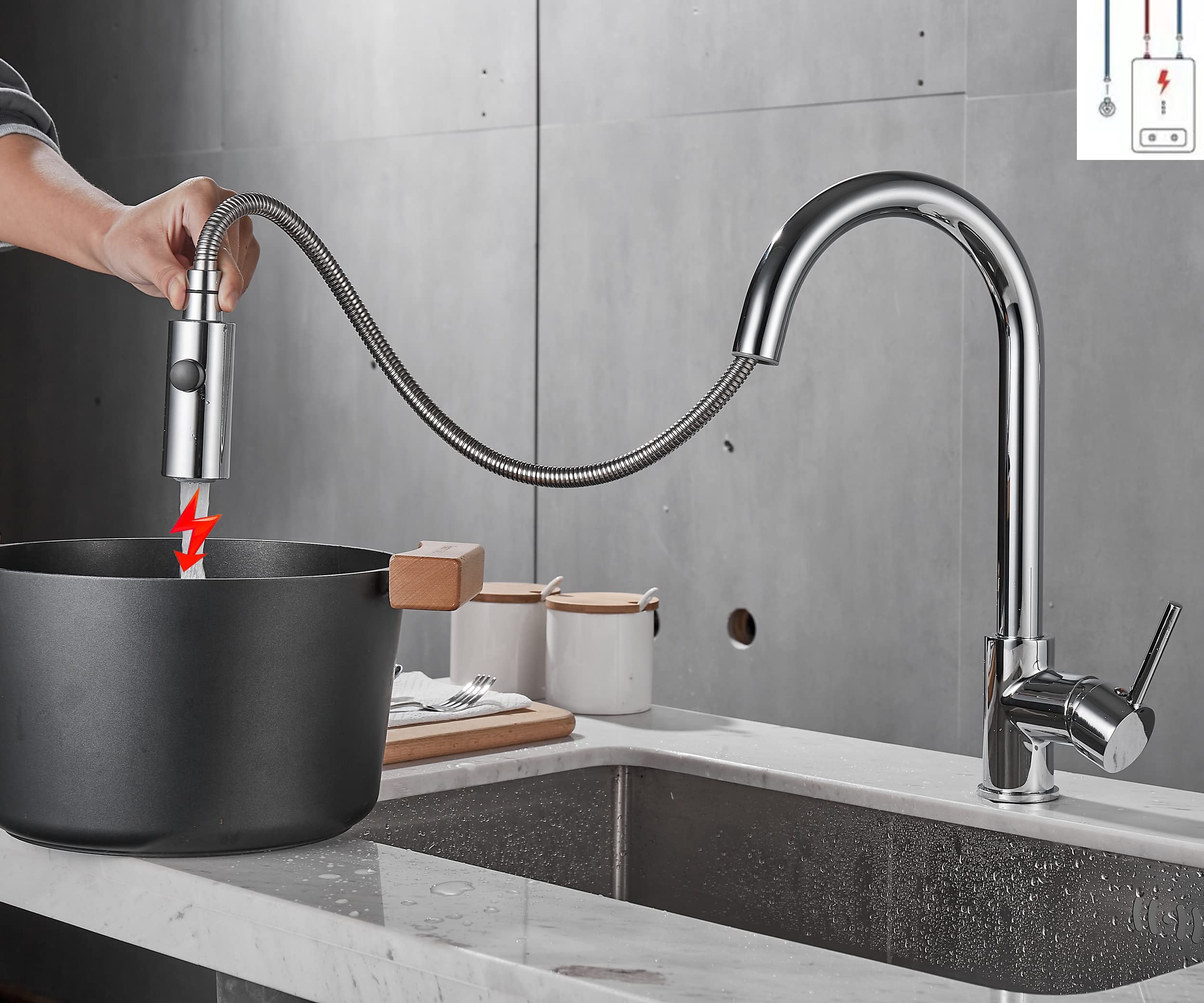 Grifo-de-cocina-de-baja-presion-Grifo-de-fregadero-giratorio-de-360–Grifo-Rociador-extraible-Modo-dual-giratorio