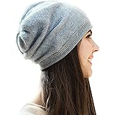 WaySoft 100% Cashmere Beanie for Women in a Gift Box, Oversized Women Beanie Hat
