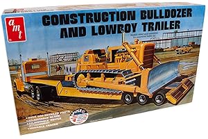 AMT Lowboy Trailer & Bulldozer Combo 1:25 Scale Model Kit (AMT1218),Black