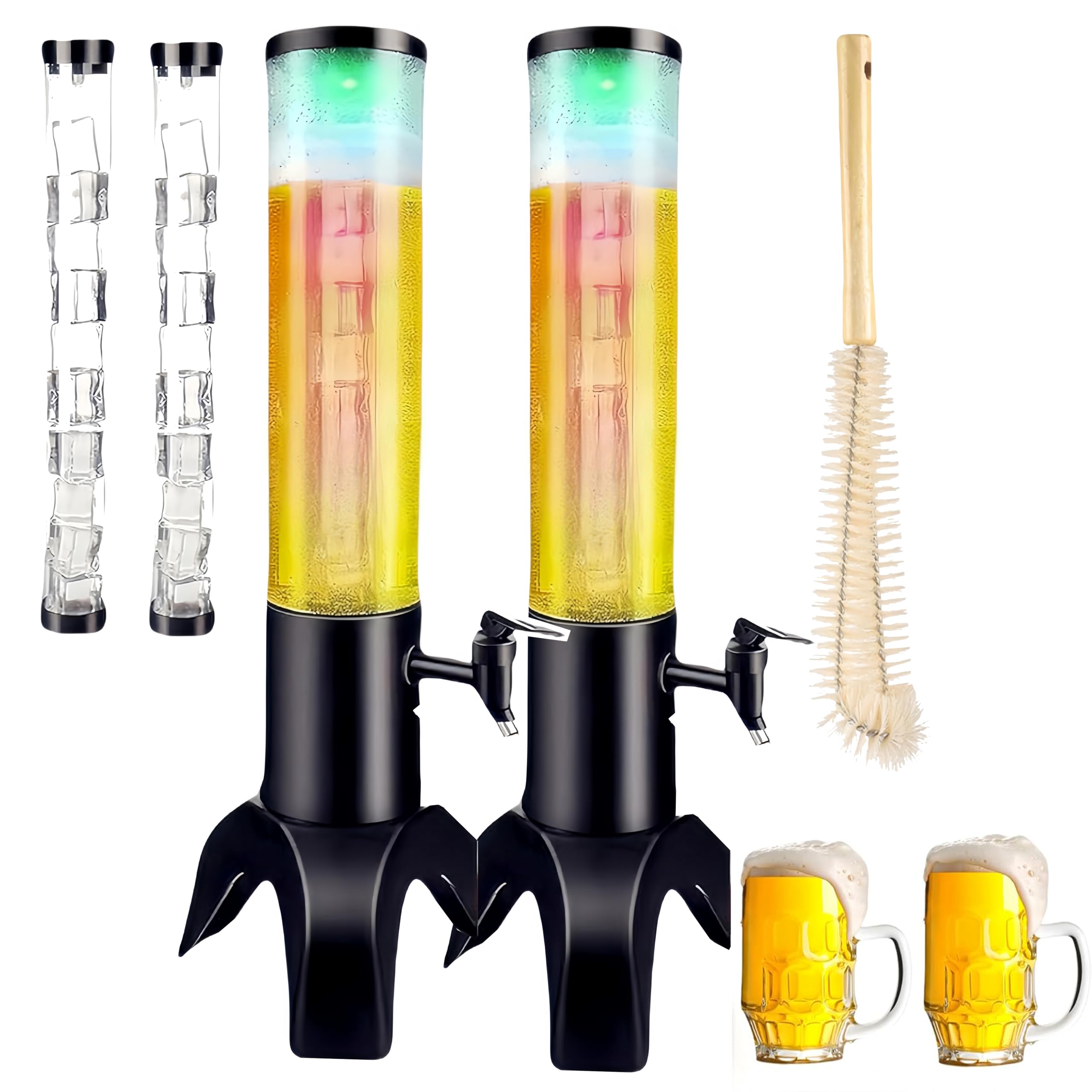 Photo 1 of 2PCS Drink Tower: 1.5L/50oz Mimosa Tower Dispenser with Ice Tube and LED Light, 1.58 Qt Tabletop Beer Dispense for Bars Parties Pubs Restaurants (2PCS-1.5L)